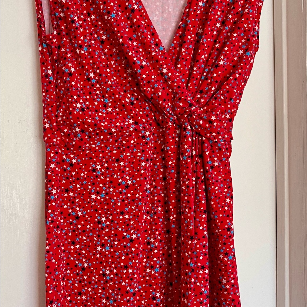 Red Star Patterned Dress Lands End